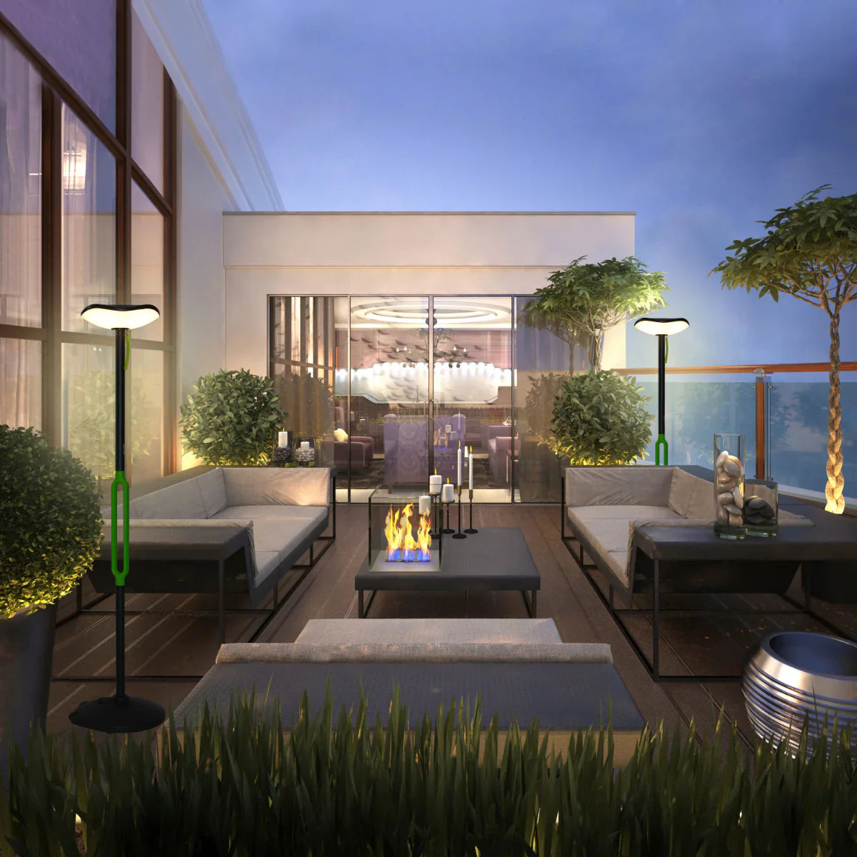 Usage of Poppy LED Solar Garden Post Light with Bluetooth Speaker Dark Grey IP54 240-035021