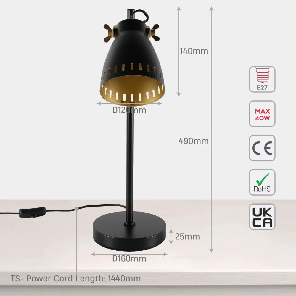 Retro Desk Lamp with Brass Accents 9