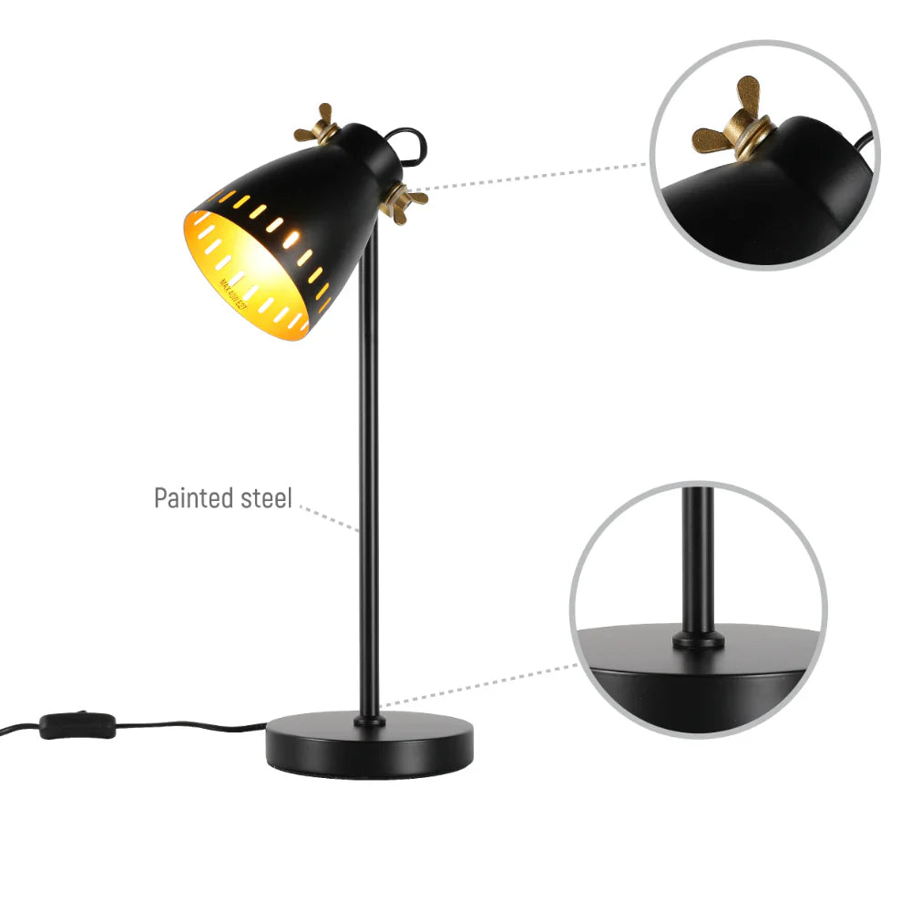 Retro Desk Lamp with Brass Accents 11