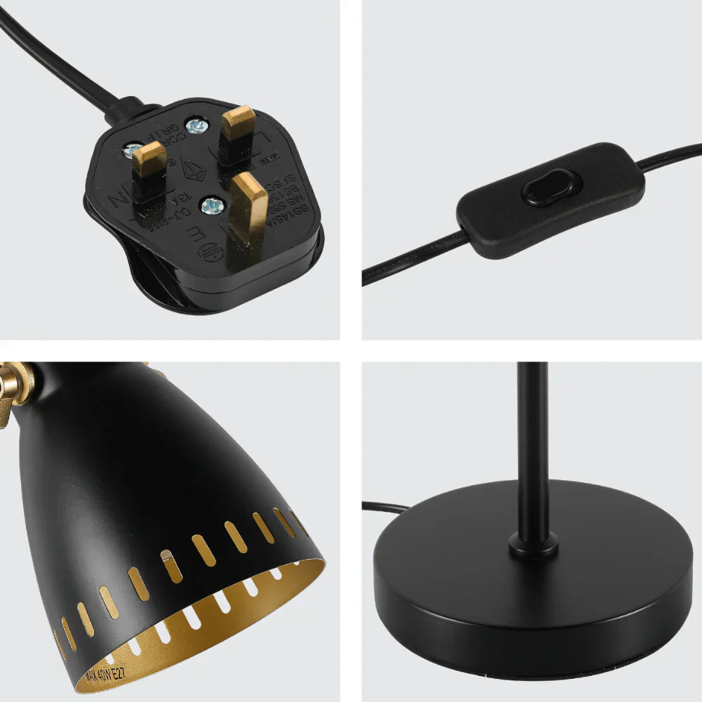 Retro Desk Lamp with Brass Accents 13