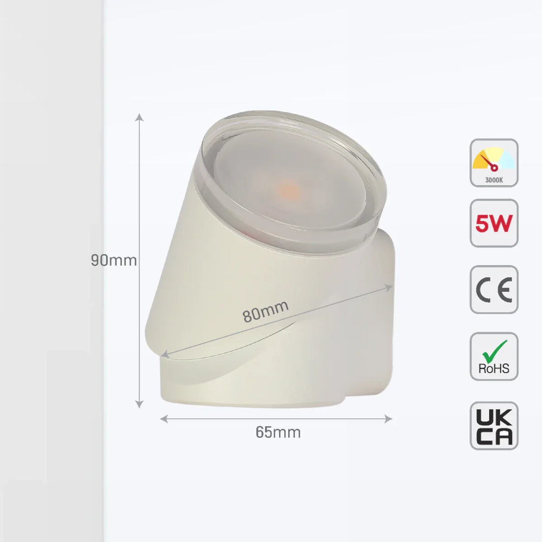Size and certifications of Rotatable Cylinders  Outdoor LED Wall Light White 3000K Wide Beam 182-03417