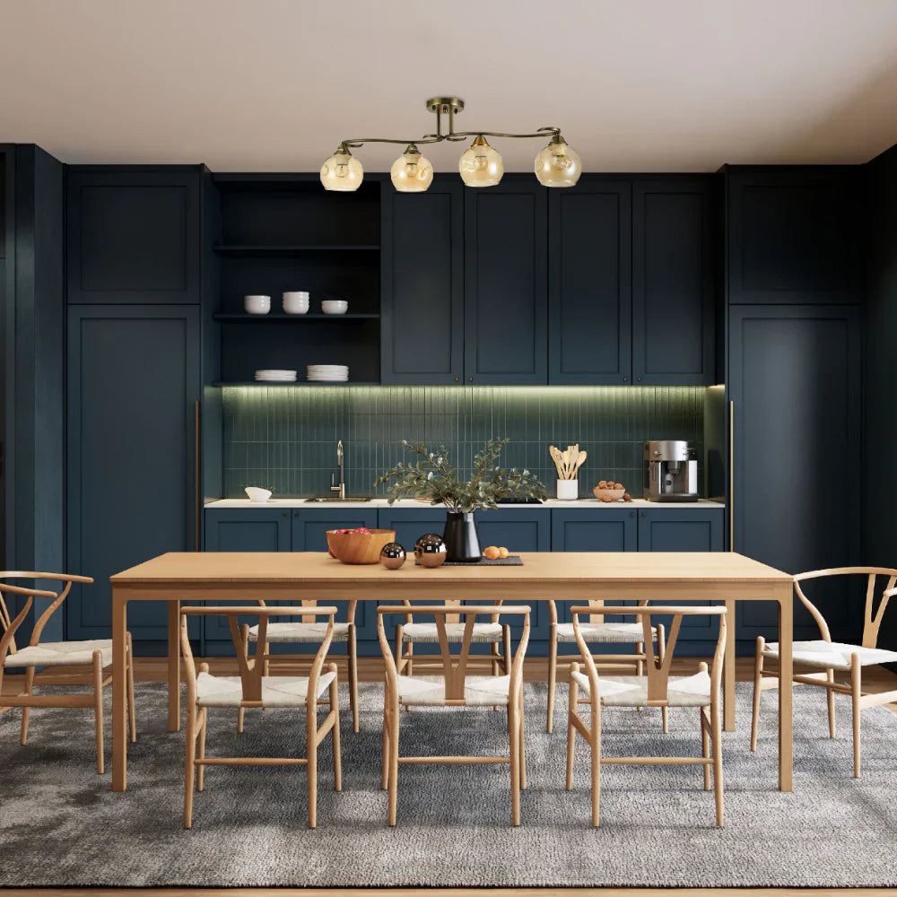 Interior application of S-Curve Antique Brass and Dimpled Amber Globe Light | TEKLED 159-179981