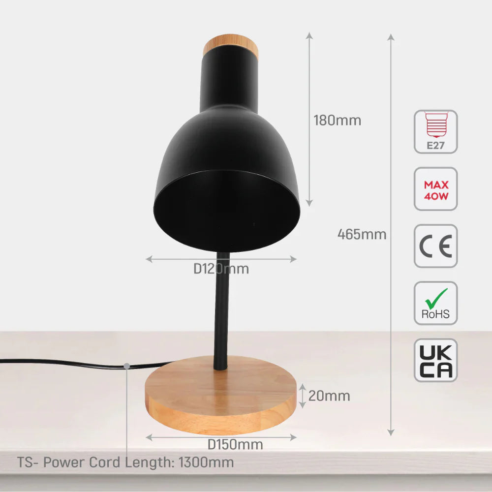 Scandinavian Inspired Table Lamp with Wooden Base 9