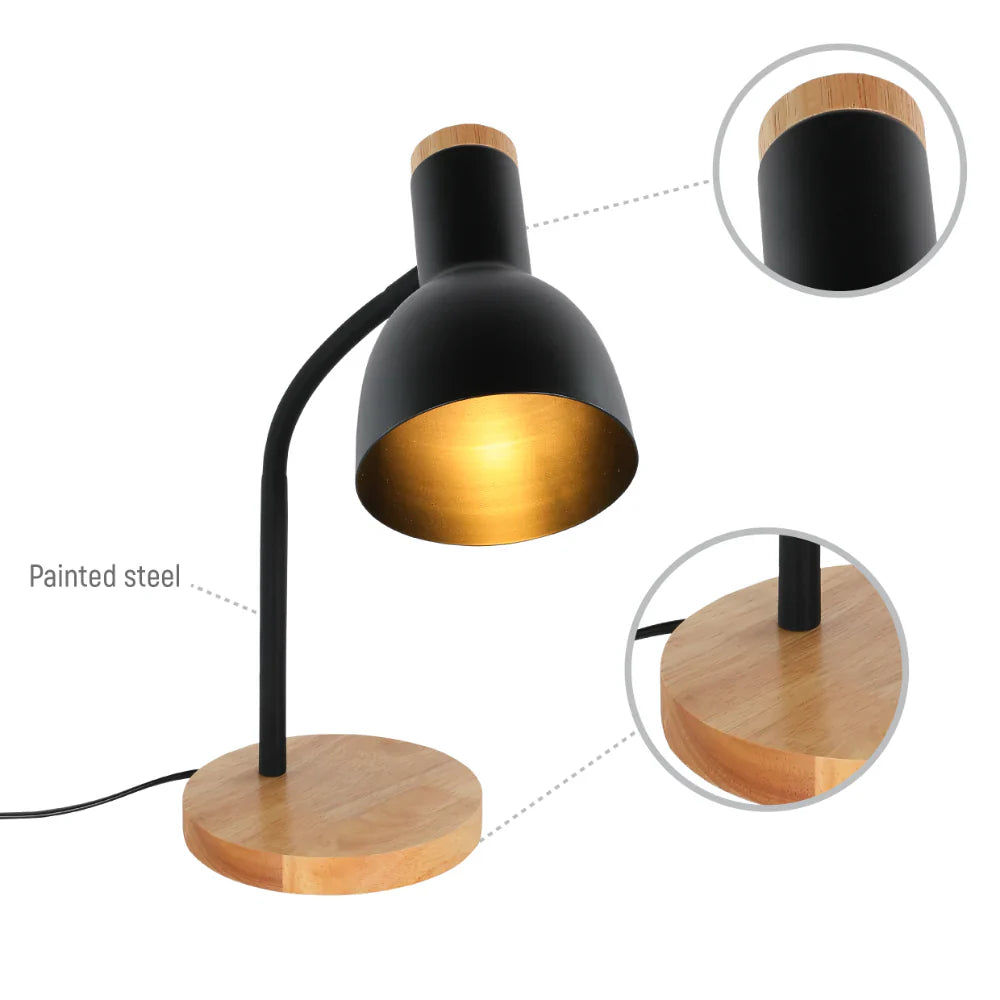 Scandinavian Inspired Table Lamp with Wooden Base 11