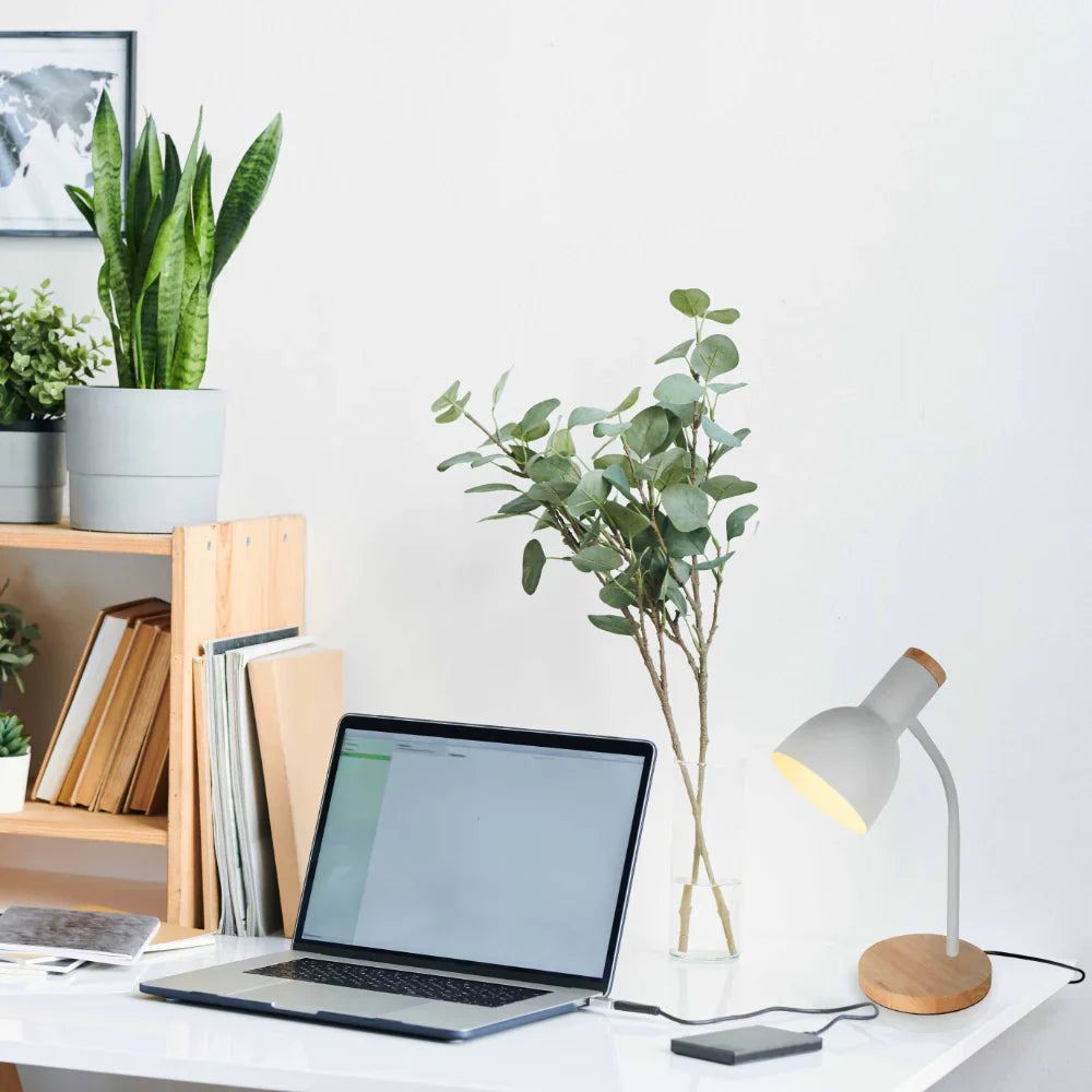 Scandinavian Inspired Table Lamp with Wooden Base 4