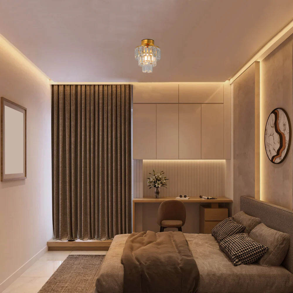 Semi-Flush Crystal Ceiling Chandelier Light 3