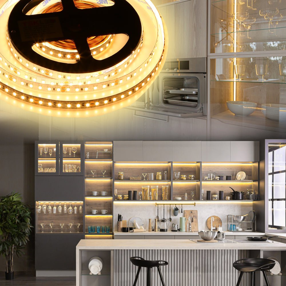 Shelving application of LED Strip Light 120pcs 2835 LED 5W 1A 24Vdc 10mm 5m IP65 Waterproof 3000K Warm White 4000K Cool White 6500K Cool Daylight | TEKLED 582-032730