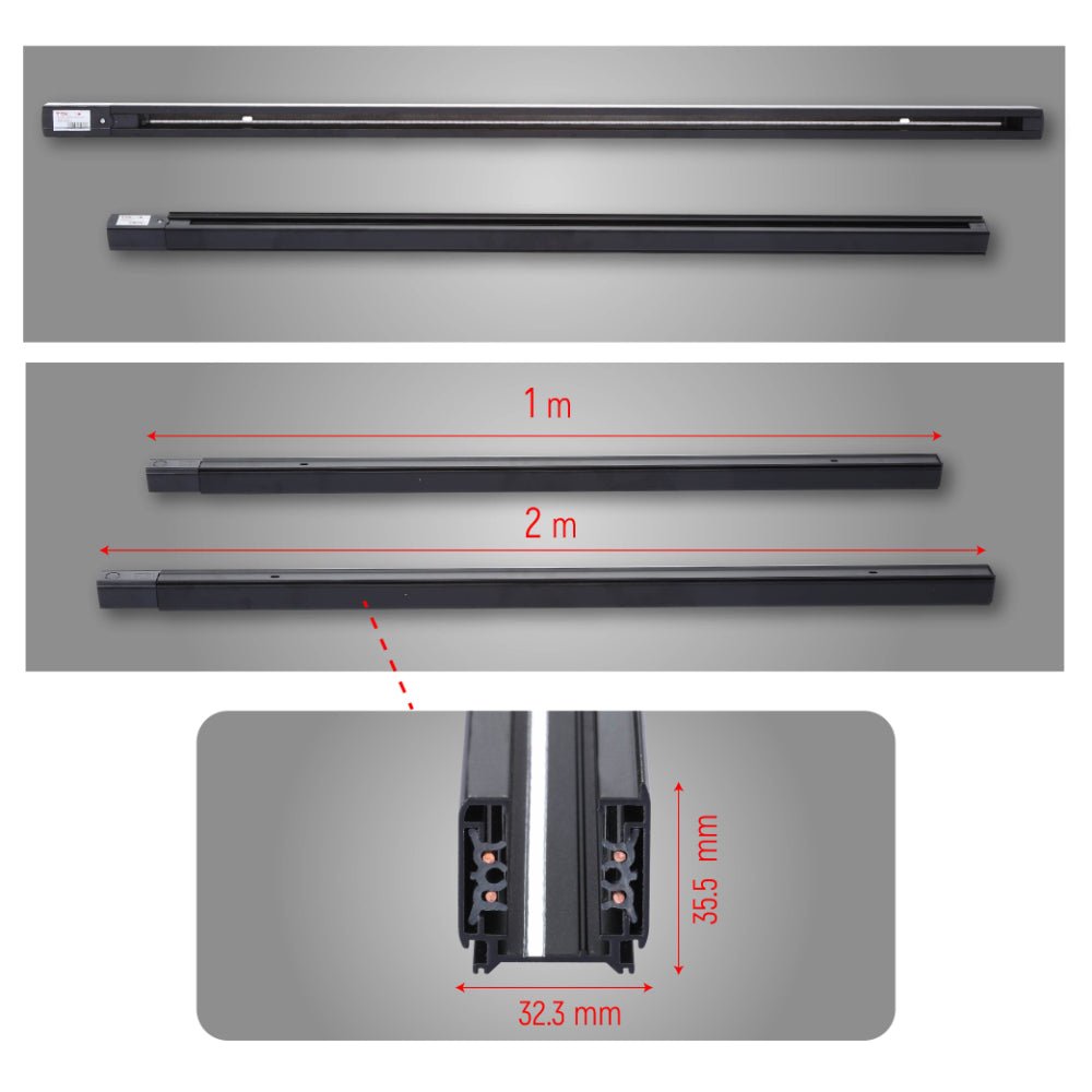 Size of Track for 4 Conductor Tracklight adaptors 1m or 2m Black or White | TEKLED 175-15602