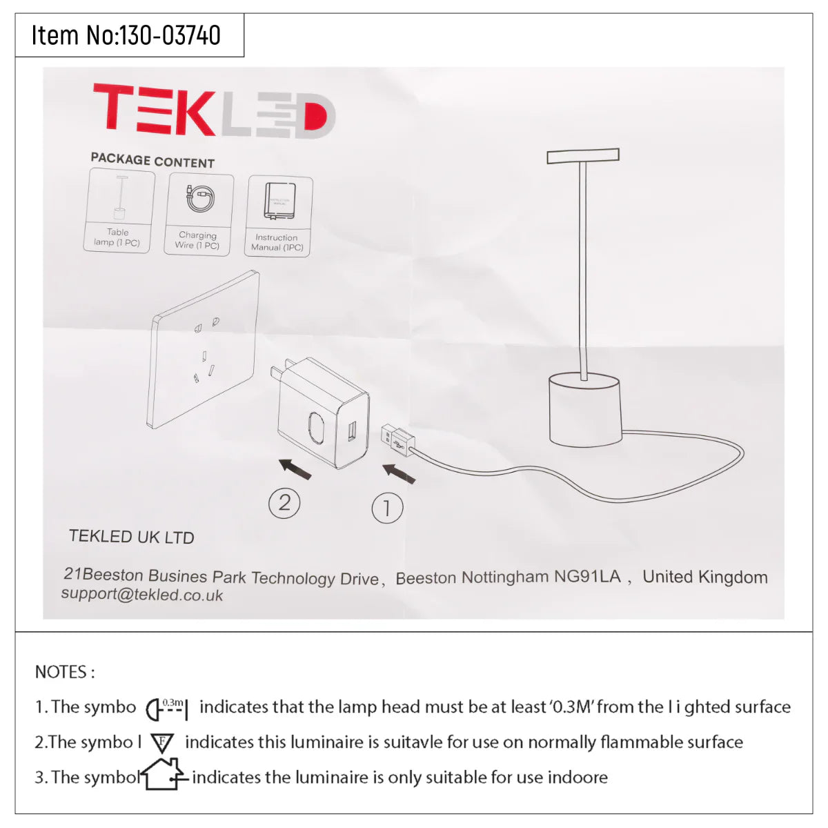 Technical specs of Sleek Portable LED Column Lamp with CCT Control 130-03740