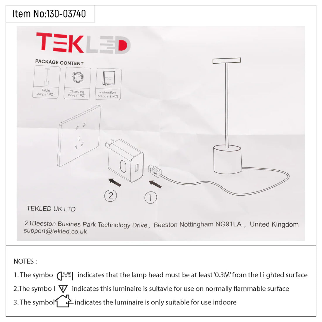 Technical specs of Sleek Portable LED Column Lamp with CCT Control 130-03740