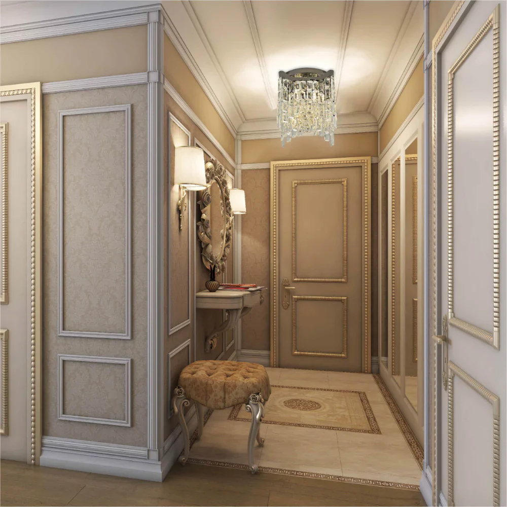 Interior application of Star Crystal Flush Chandelier Ceiling Light | TEKLED 159-18059