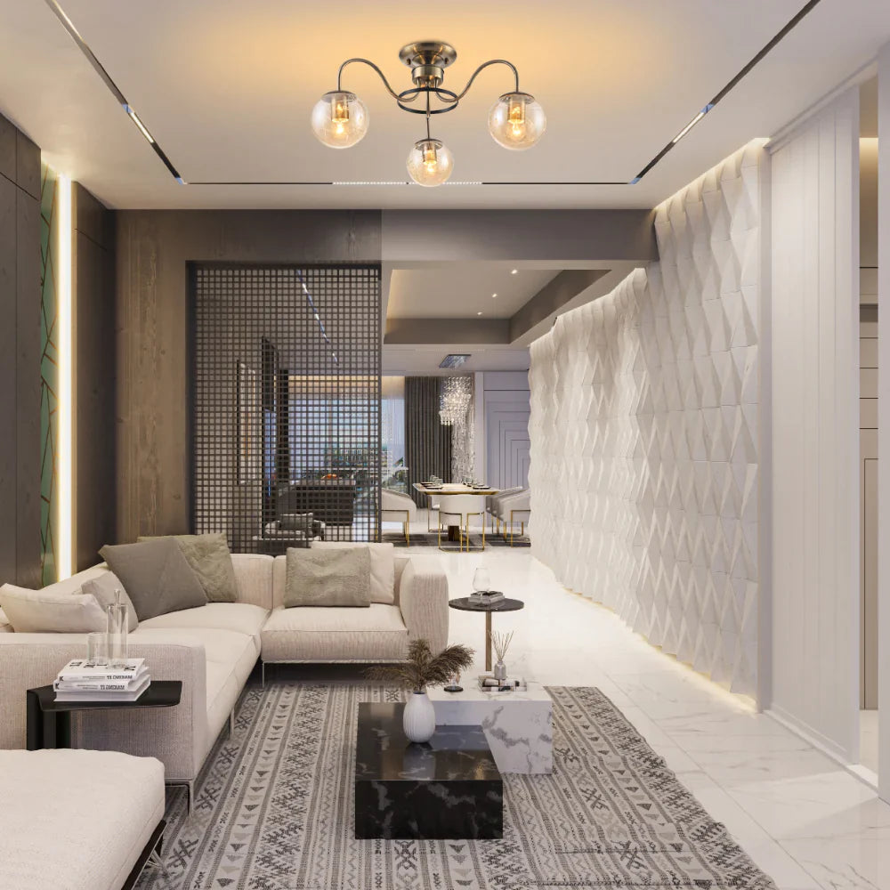 Interior application of Swan Neck Antique Brass & Amber Globe Light | TEKLED 159-17994