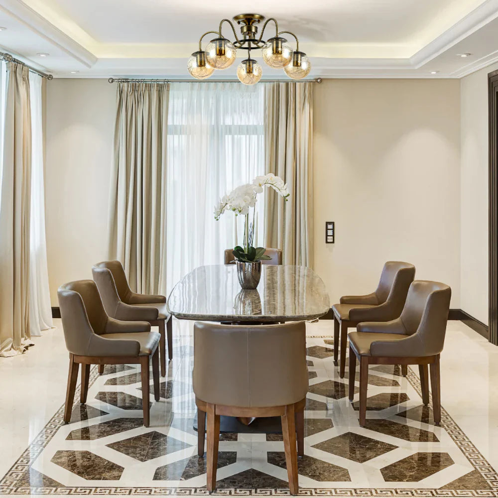 Interior use of Swan Neck Antique Brass & Amber Globe Light | TEKLED 159-17995