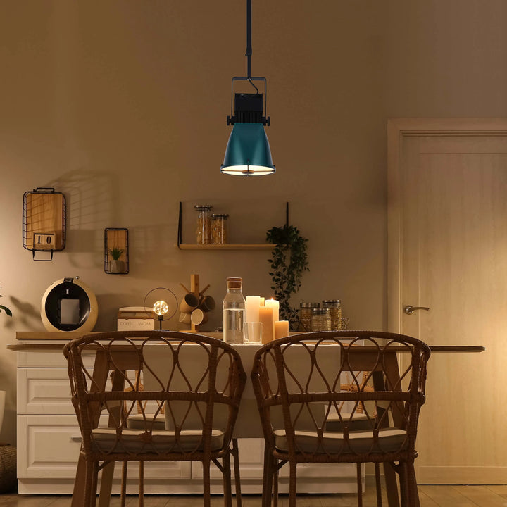 Teal Green Adjustable Spotlight Pendant Light with Cross Design and Remote Control