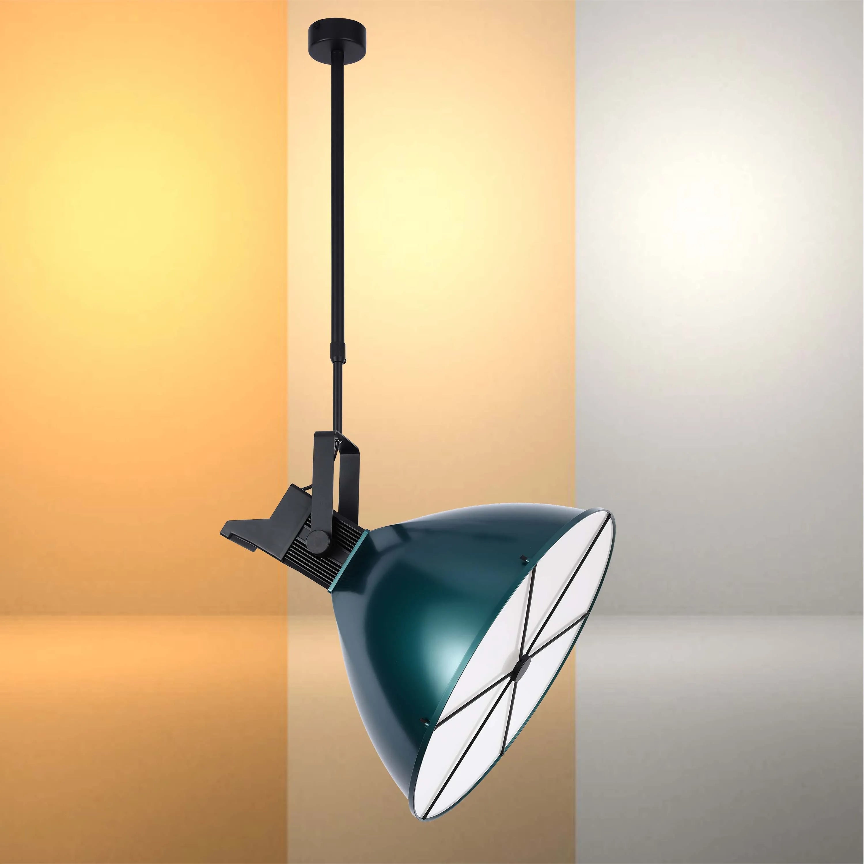 Teal Green Adjustable Spotlight Pendant Light with Cross Design and Remote Control