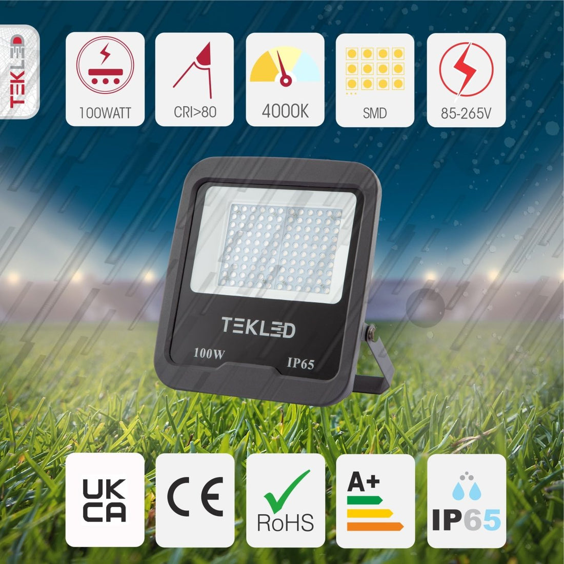 Technical specs for LED Floodlight SMD 3030 Uk 100W Cool White 4000K IP65