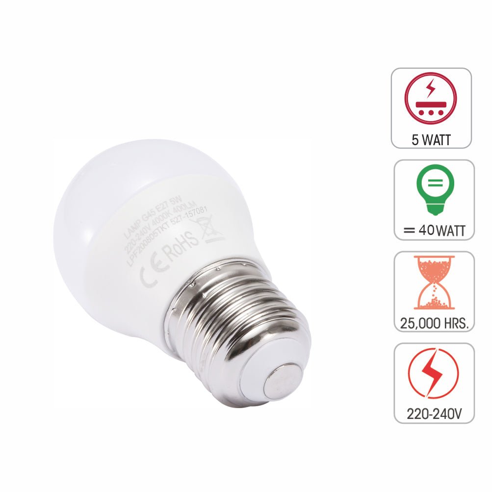 Technical specifications of Ursa LED Golf Ball Bulb G45 Dimmable E27 Edison Screw 5W Cool White 4000K Pack of 6 2700k warm white