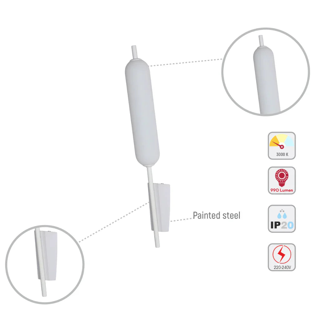 The Blazing Birch Typha Cattail Modern LED Wall Sconce Light 3000K 12W 12