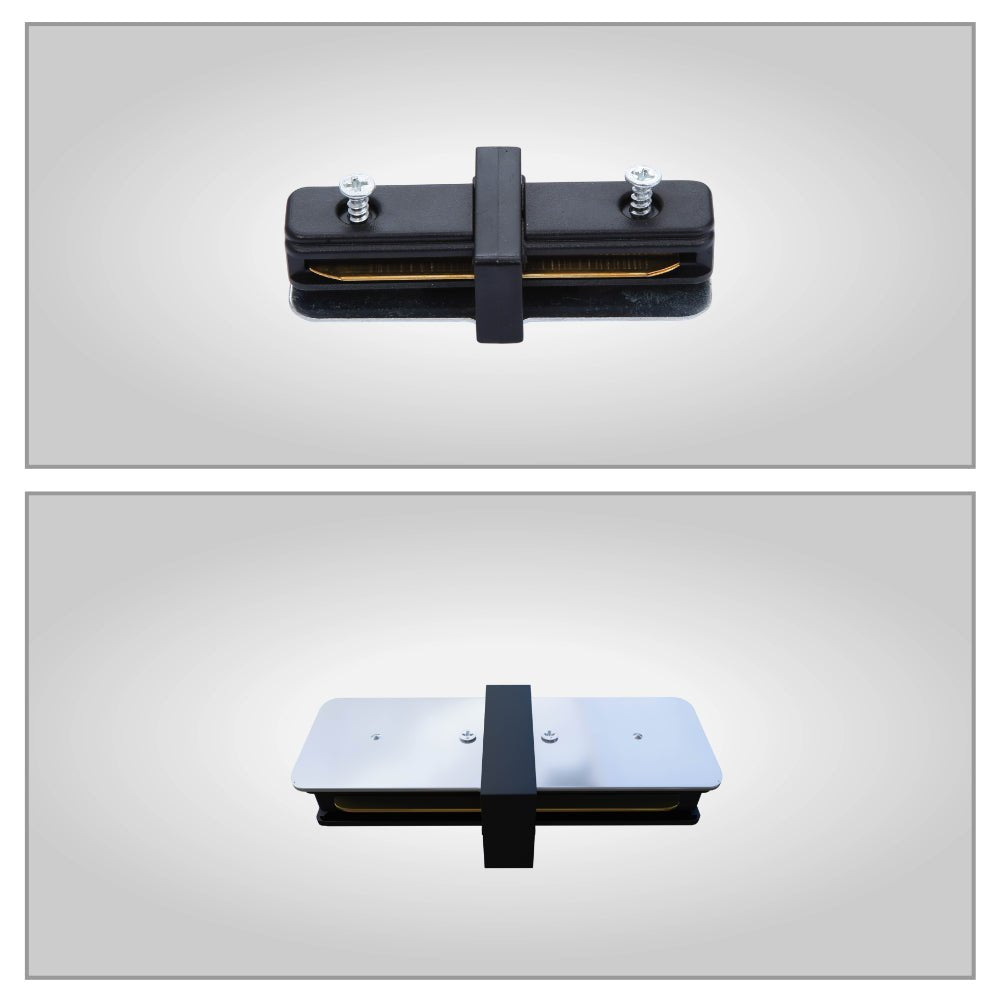 Top and bottom view of I straight L T X Connector for Track for 2 Conductor Tracklight adaptors Black or White | TEKLED 175-15232