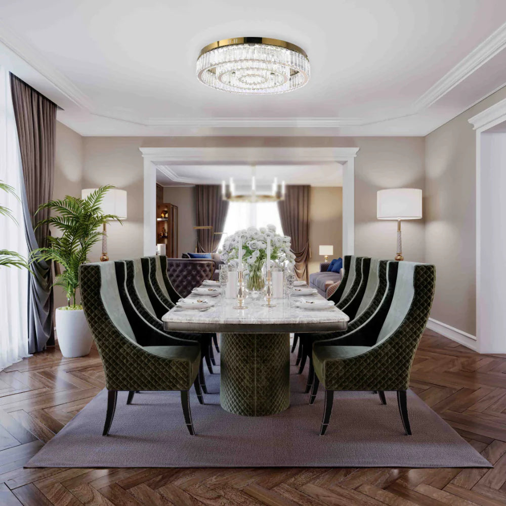 Triple Nested Ring Crystal Flush Ceiling Chandelier Light with Remote Control 3 Colour D600mm 4