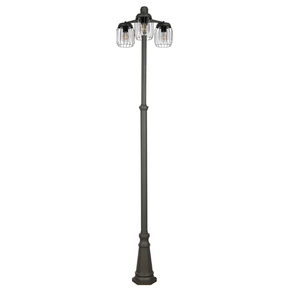 Tuela Outdoor Garden Pathway Lamp Post Top 3 Light Dark Grey 1