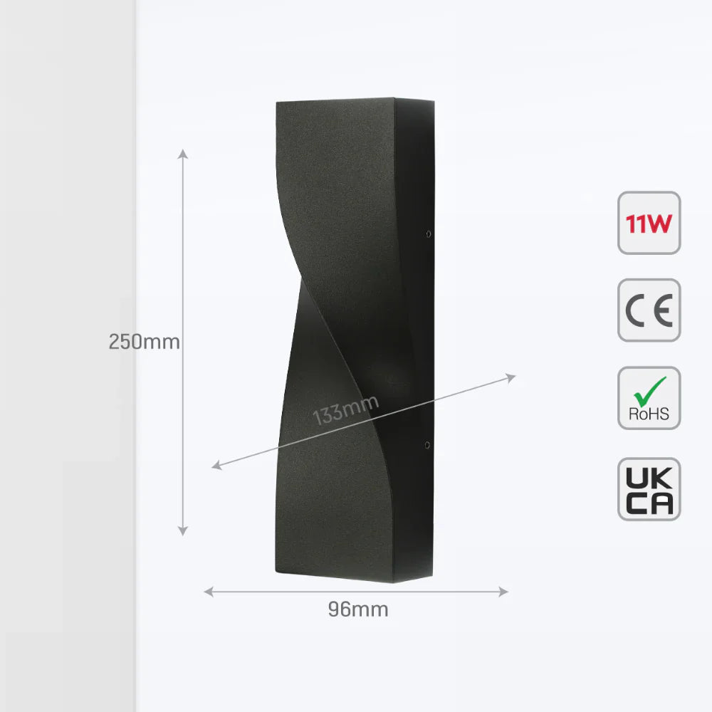 Twist Up and Down LED Outdoor Wall Light 3000K/4000K/6500K 11W 5