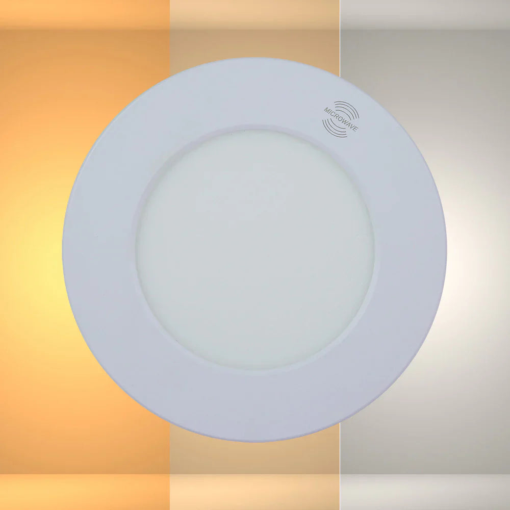Universal Downlight LED Round Panel Light with Built-in Microwave Sensor 3000-6000K Warm White Cool Daylight 1