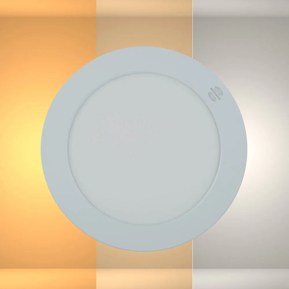 Universal Downlight LED Round Panel Light with Built-in Microwave Sensor 3000-6000K Warm White Cool Daylight 18