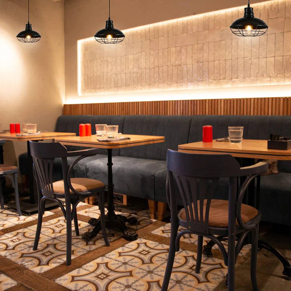 Urban Revive Caged Factory Ceiling Pendant Light Black 3