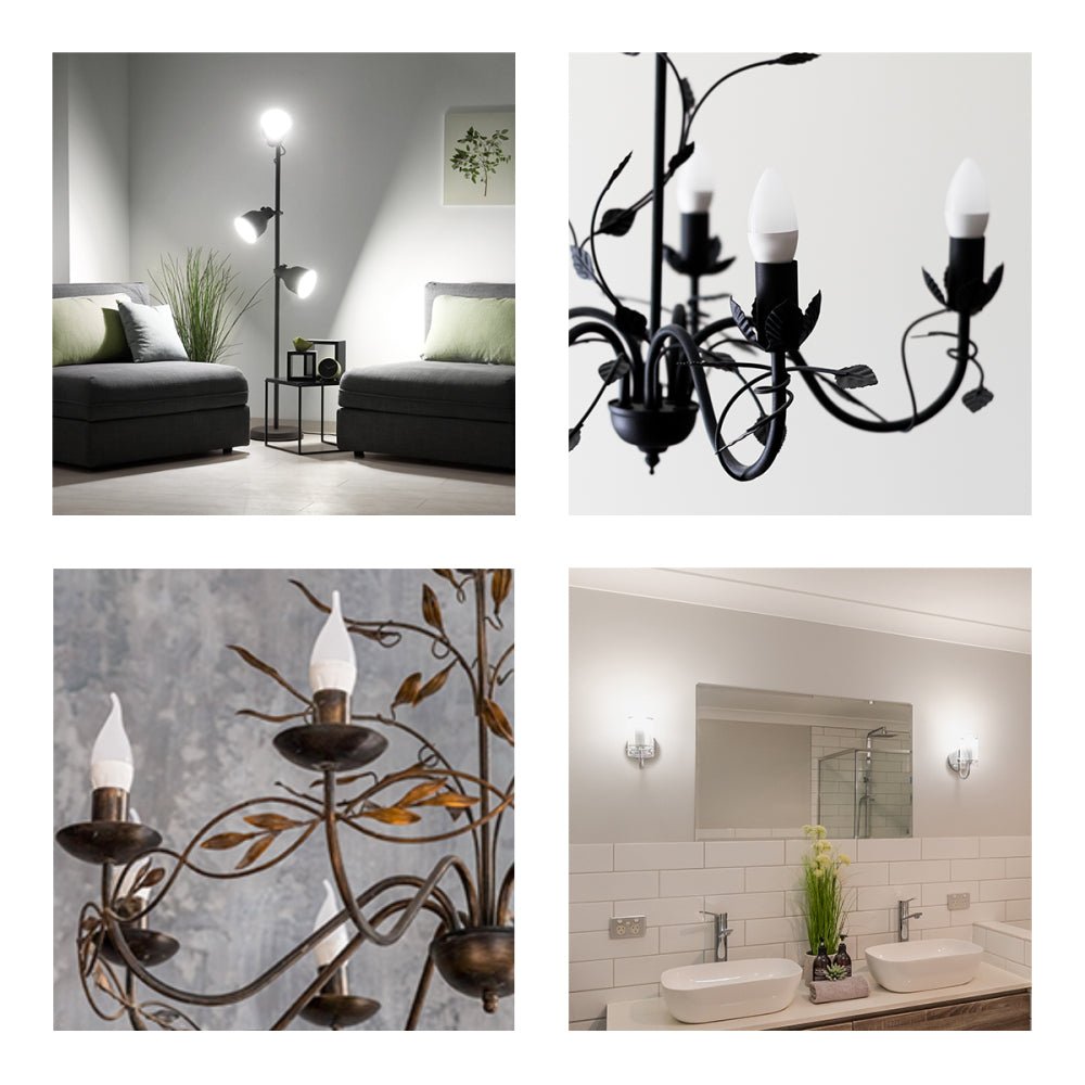 Application images of Vela LED Candle Bulb C37 Dimmable E14 Small Edison Screw 5W Cool Daylight 6500K Pack of 6