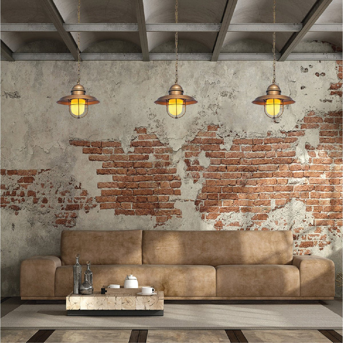 Interior application of Bronze Metal Opal Glass Caged Step Pendant Ceiling Light with E27 | TEKLED 150-17100