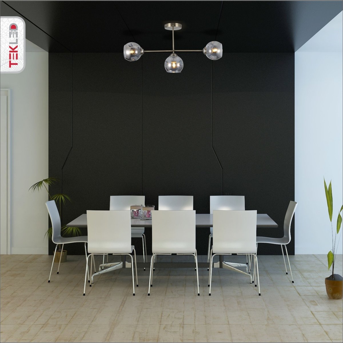 Clear Glass Dome Antique Brass Semi Flush Ceiling Light 3Xe27 in indoor setting dining table top