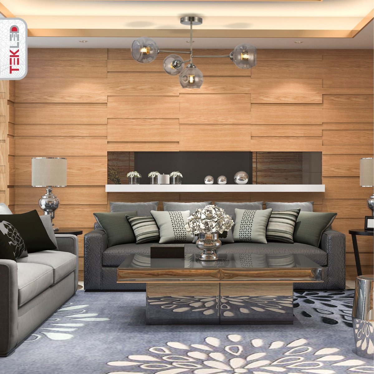 Clear Glass Dome Antique Brass Semi Flush Ceiling Light 4Xe27 in indoor setting living room coffee table top