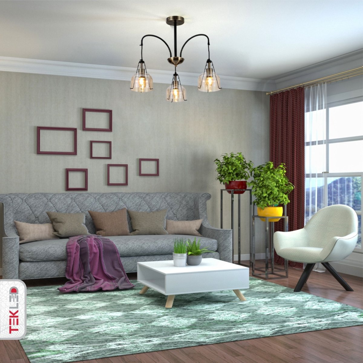 Amber Glass Black And Antique Brass Suspended Ceiling Light 3Xe27 indoor setting living room