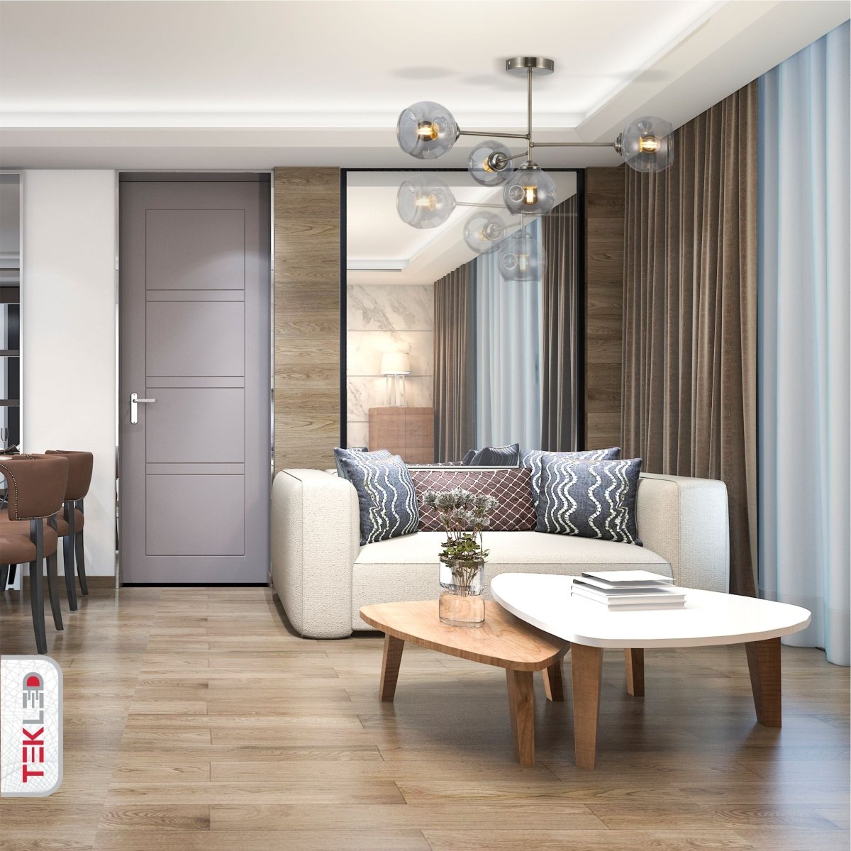 Clear Glass Dome Antique Brass Semi Flush Ceiling Light 4Xe27 in indoor setting living room coffee table