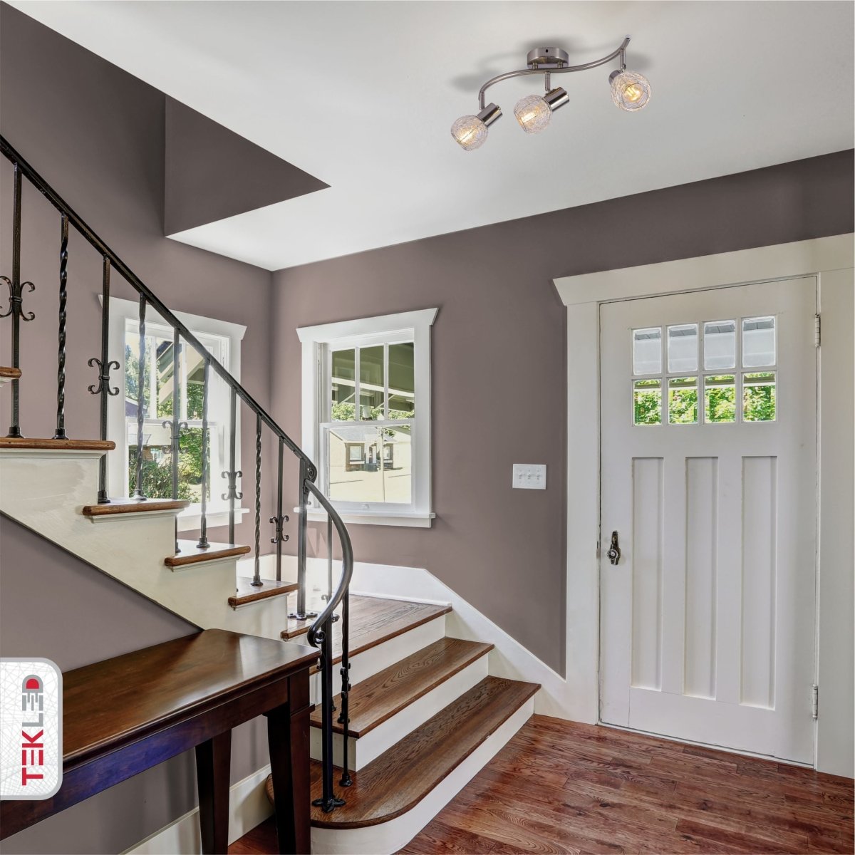 Silver Nest Matte Nickel Body Semi Flush Ceiling Light S Shape 3Xe14 in indoor setting