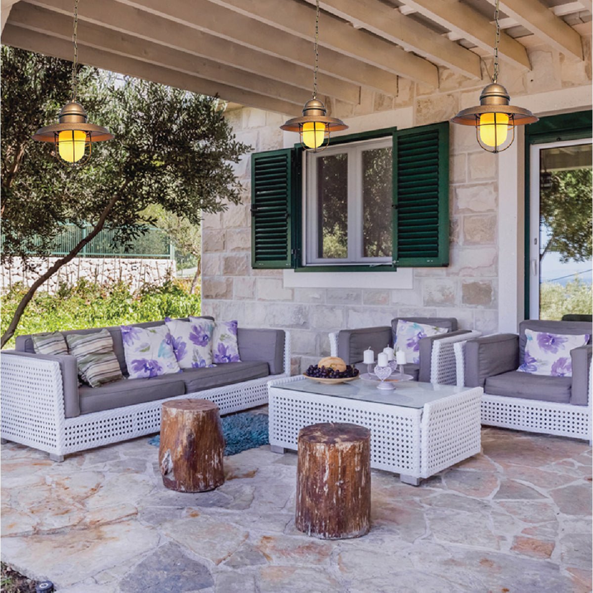 More interior usage of Bronze Metal Opal Glass Caged Step Pendant Ceiling Light with E27 | TEKLED 150-17100