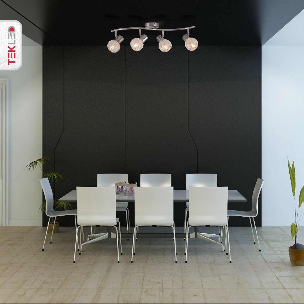 Silver Nest Matte Nickel Body Semi Flush Ceiling Light S Shape 4Xe14 in indoor setting