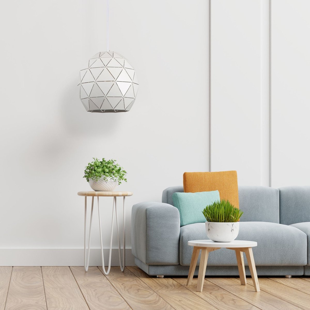 White metal globe pendant light with e27 living room