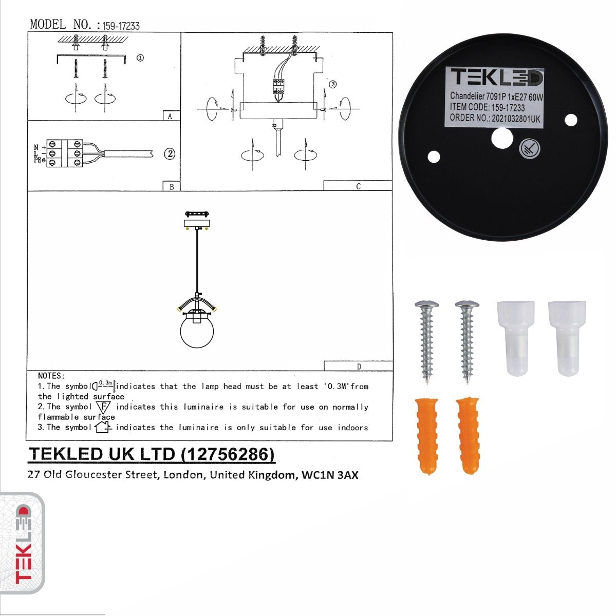 User manual and box content of amber glass globe black and antique brass pendant light e27