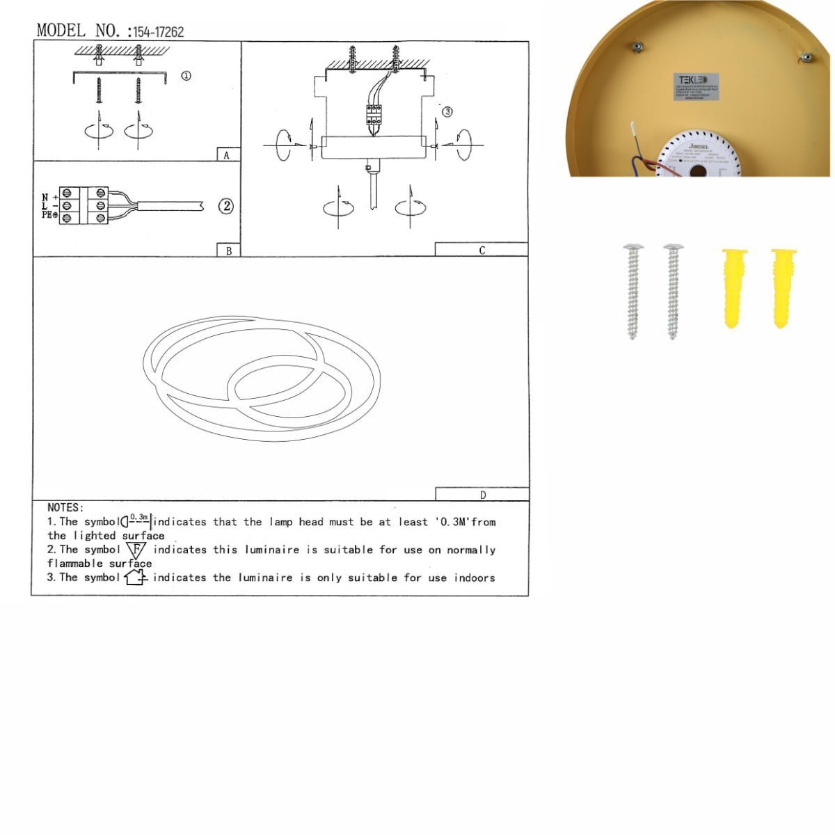User manual  of LED Circle in Circle Wood Finishing 34W CCT Change Dimmable Contemporary Nordic Scandinavian Flush Ceiling Light with Remote Control | TEKLED 154-17262