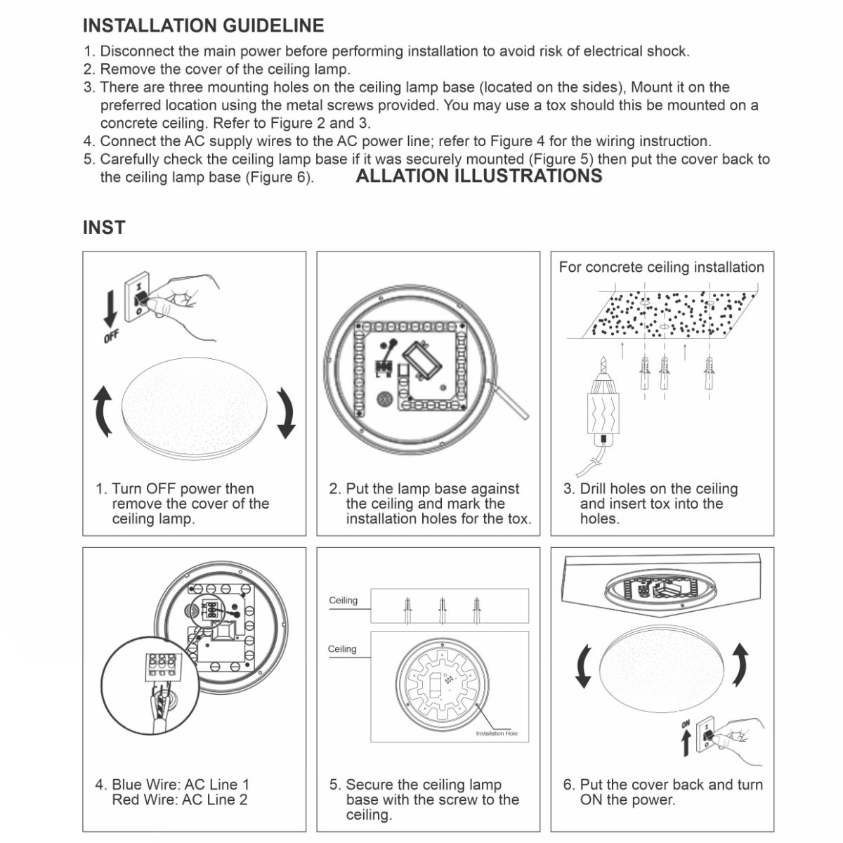 User manual for Moonlight Flush Ceiling Light 18W Warm White Cool White Cool Daylight 1440LM IP20 non-yellowing PMMA Cover | TEKLED 121-03986