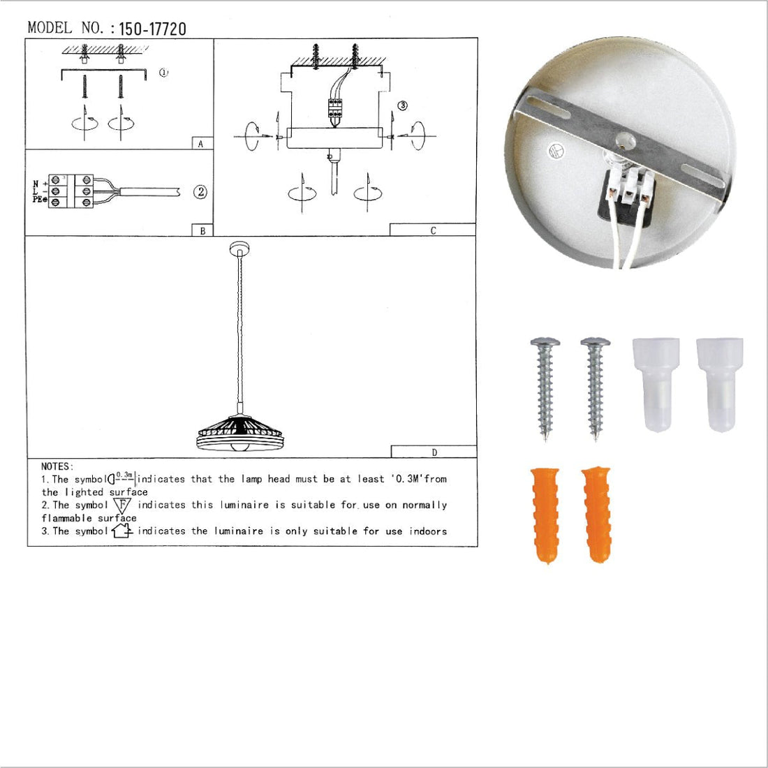 User manual for Silvery Grey Metal Hemp Rope Cage Pendant Ceiling Light with E27 | TEKLED 150-17720