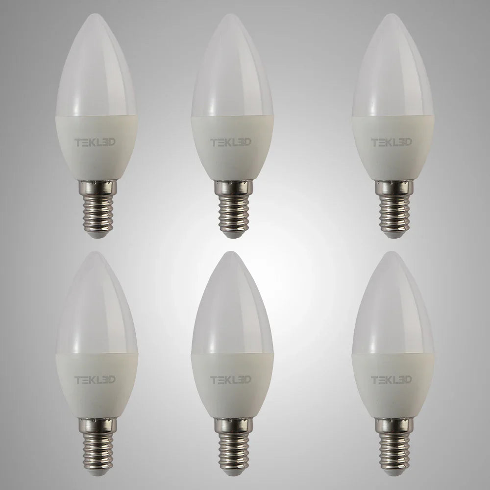 Vela LED Candle Bulb C37 Dimmable E14 Small Edison Screw 5W Pack of 6 12