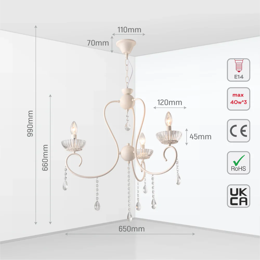 Size and tech specs of Versailles Elegance Crystal Swan Chandelier Ceiling Light | TEKLED 159-17968
