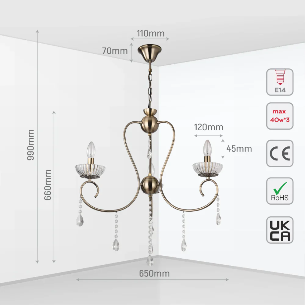 Size and tech specs of Versailles Elegance Crystal Swan Chandelier Ceiling Light | TEKLED 159-17971
