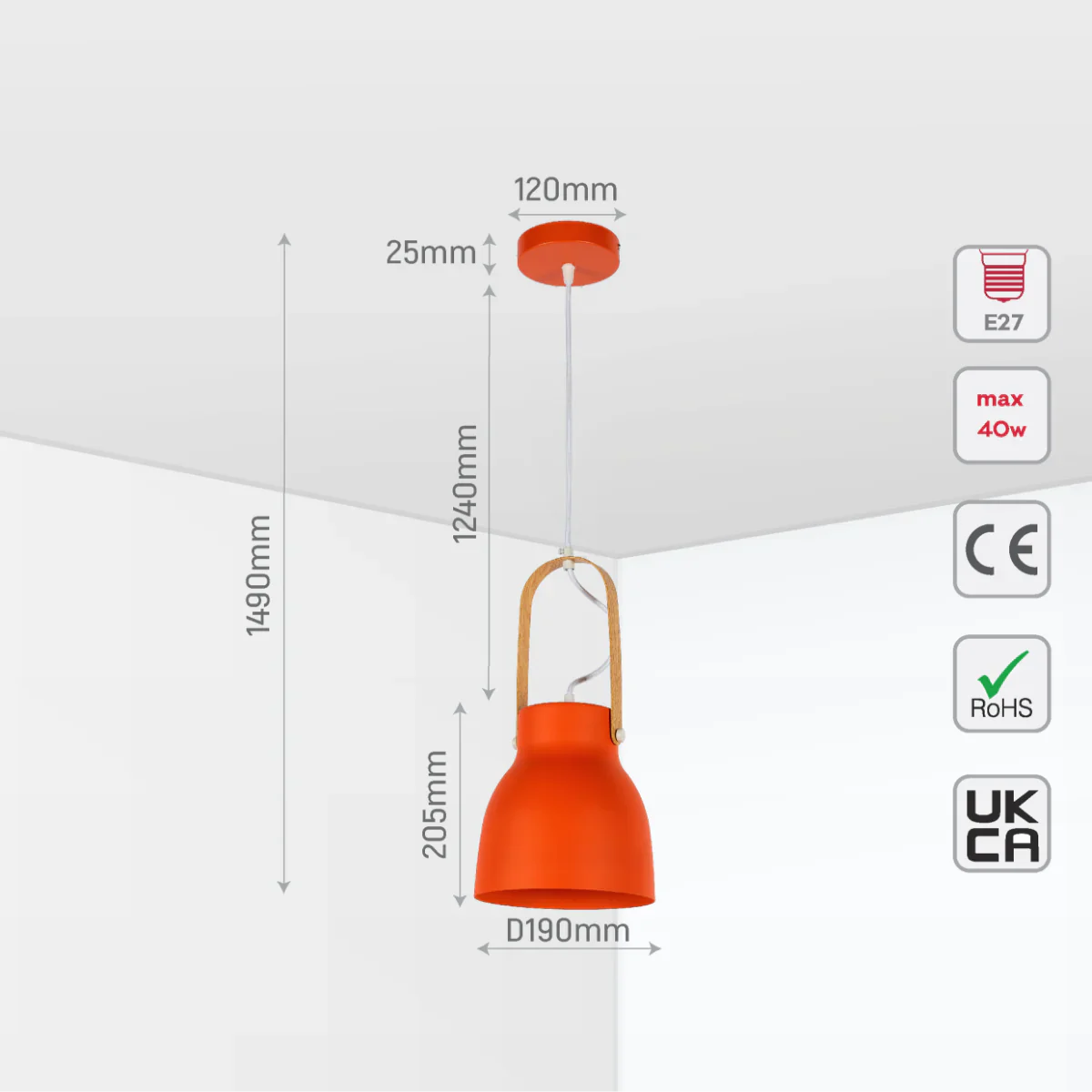 Size and certifications of Versatile Narvik Nordic Cone Pendant Light 150-18414