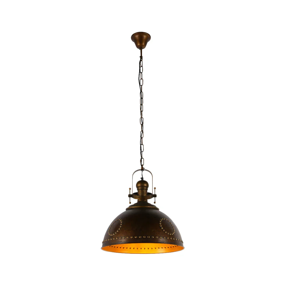 Main image of Vintage Industrial Dome Pendant Light with Rivet Detailing 150-19032