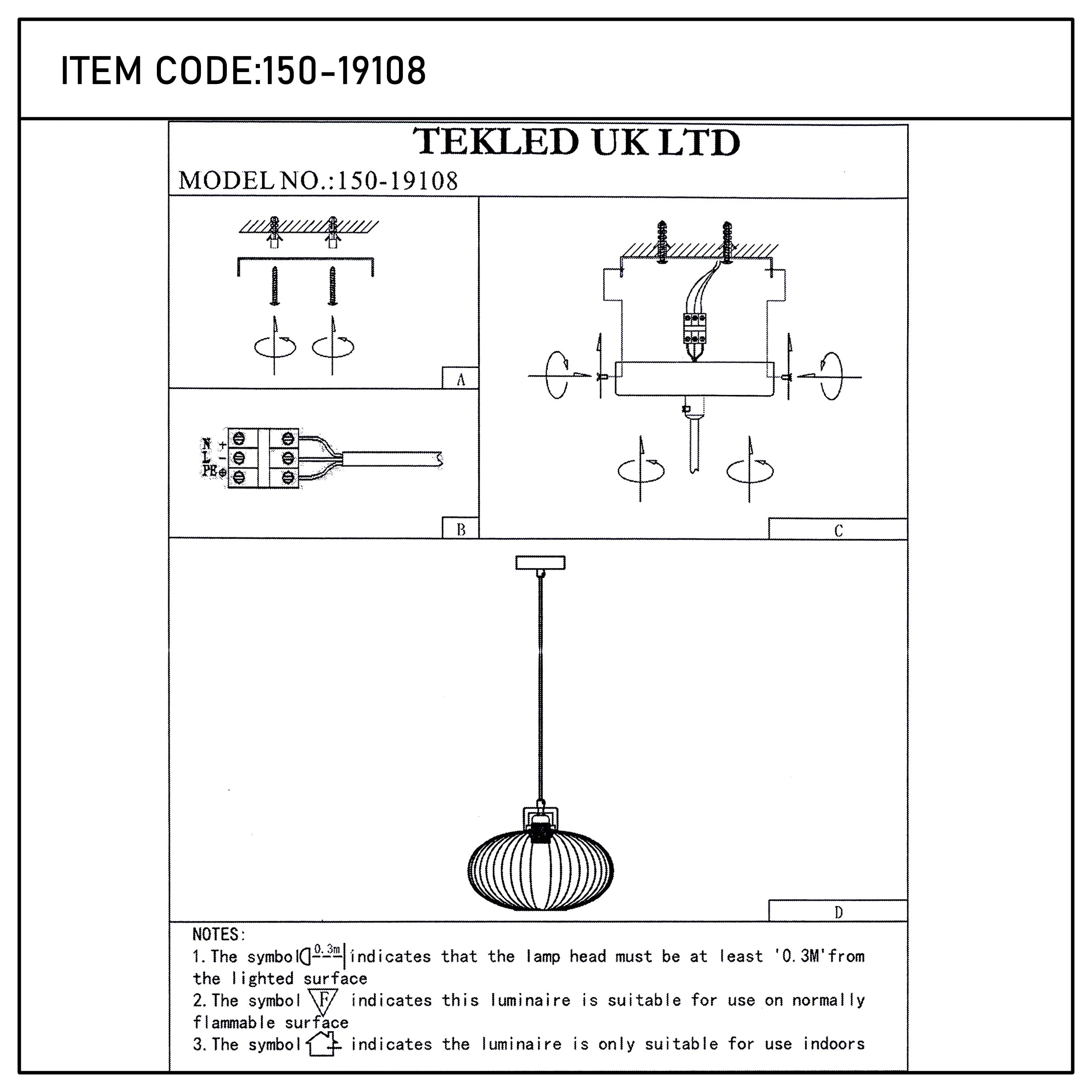 White Ribbed Glass Pendant Light with Wooden Accents
