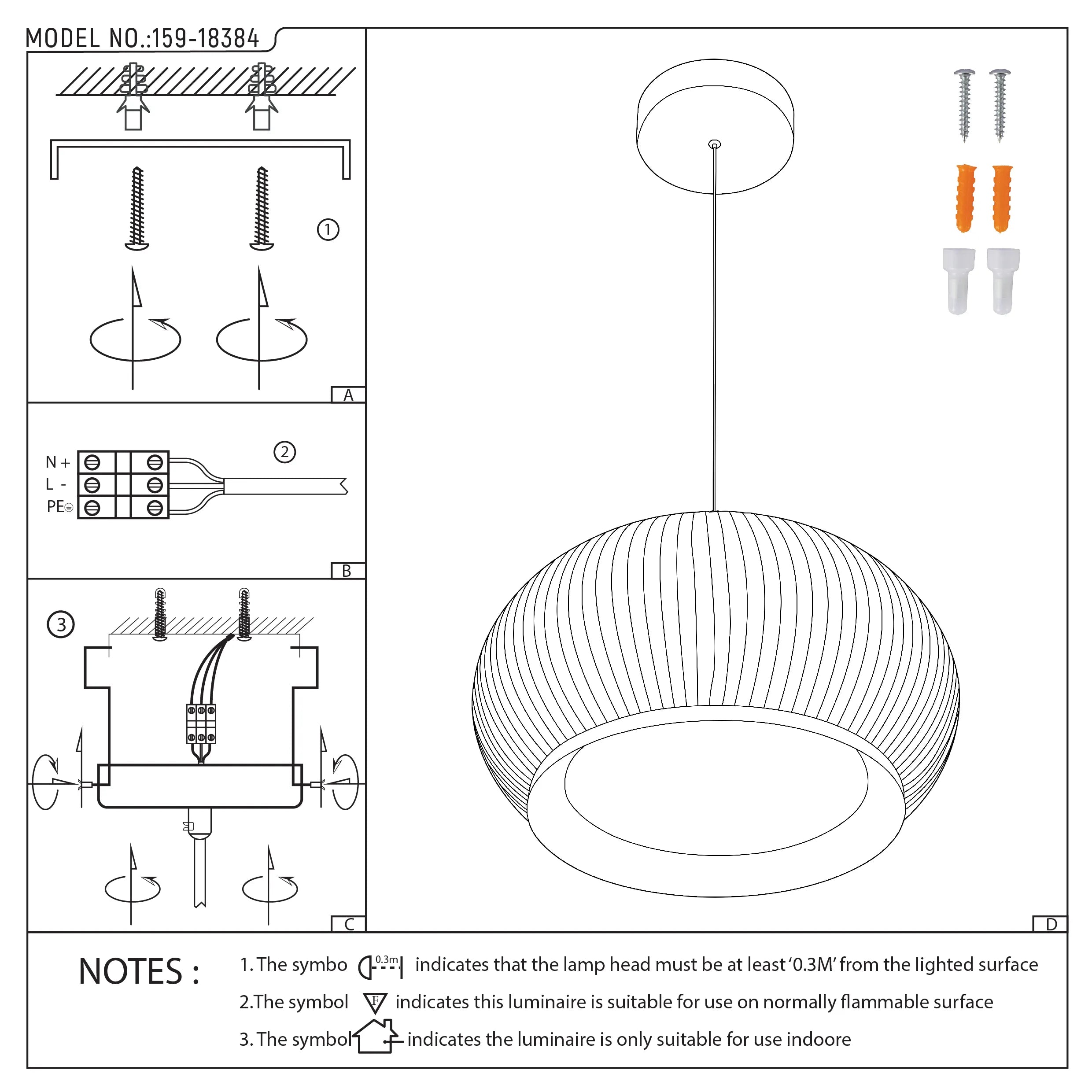 White Ribbed Knitted Fabric Pendant Light 470mm Diameter Ceiling Lamp 3000-6000K